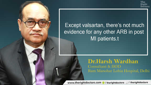 There is not much evidence for any arb in post mi patients except valsartan — Dr. Harsh Wardhan explains why this matters.