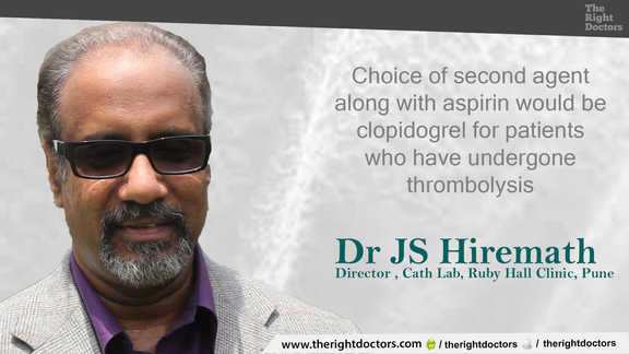 Choice of second agent after thrombolysis — a crucial reminder from Dr. JS Hiremath.