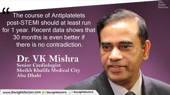 The course of Antiplatelets post-STEMI should run for at least 1 year — Dr. VK Mishra explains why this matters.